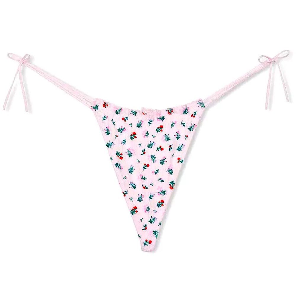 Victoria's Secret PINK Side Tie Ruffled V-String G-String Pantie XS M L XL NWT